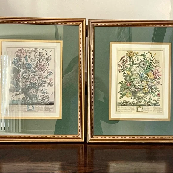 2 Framed Matted Vintage Floral Flower Botanical Bouquet Prints Litho Robert Furb - Picture 13 of 14